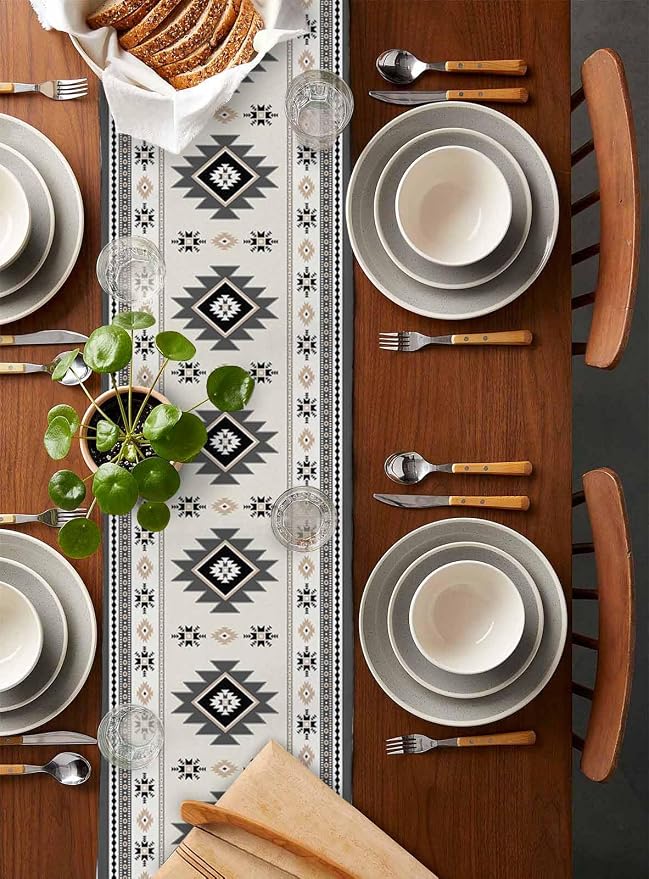 Boho Table Runners 120 Inches Long, Abstract Southwestern Kitchen Dining Tables - Image 5