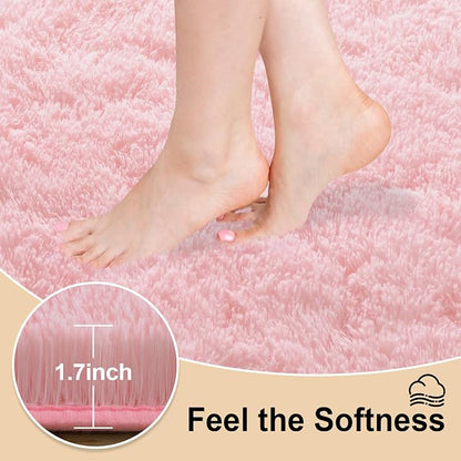 Mugorn Pink Fluffy Soft Rugs for Girls Bedroom, 8x10 Ft Large Shaggy Area Rugs - Image 3