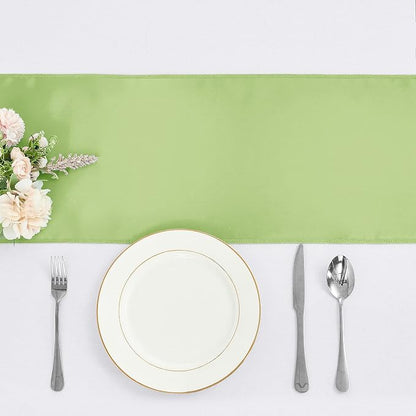 10-Pack Green Satin Table Runner 12 x 108 Inch Long Bright and Smooth Silk - Image 2