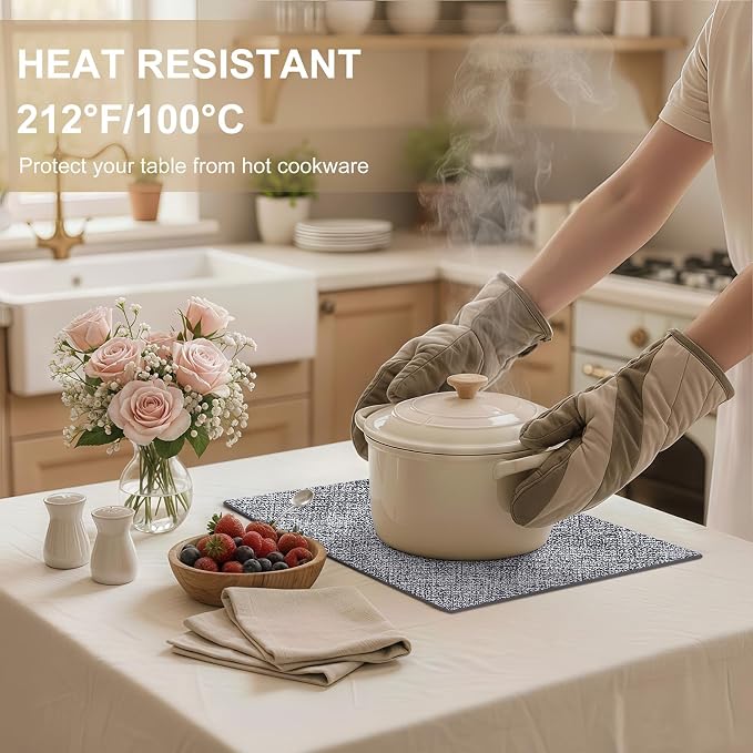 Faux Leather Heat Resistant Placemats 8 Packs, Waterproof Wipeable Dining PU - Image 3