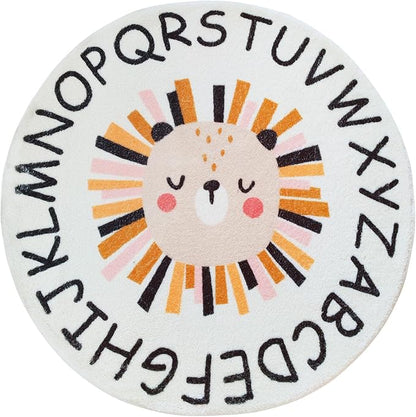 Poowe ABC Lion Kids Room Rug, 39.4" Round Washable Area Rugs - Image 2