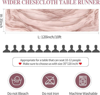 10 Pack Dusty Pink Spring Summer Cheesecloth Table Runners 35x120 Inches - Image 6