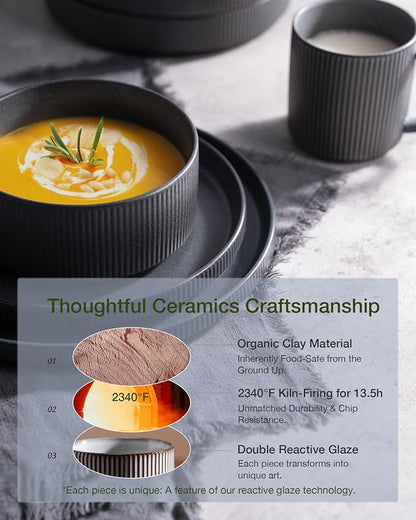 Famiware Star Stoneware Dinnerware Set, Reactive Glaze Plates & Bowls - Image 5