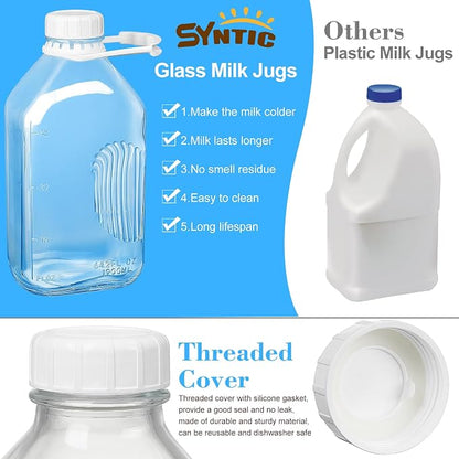 Syntic 4 Pack 64 Oz Glass Milk Bottles - Image 5