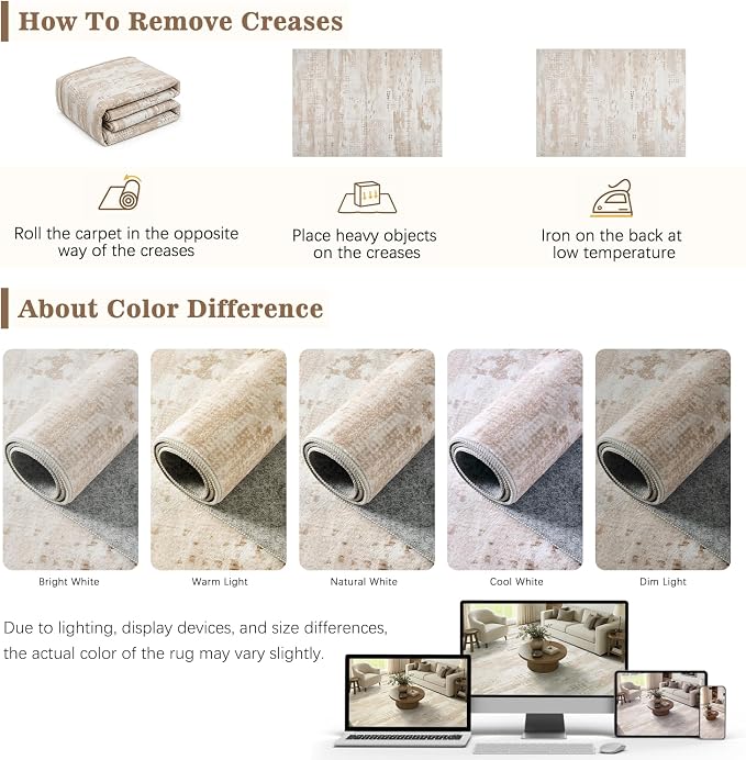 DCX Abstract Area Rug 8x10, Washable Beige Brown Modern Rug - Image 7