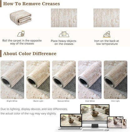 DCX Abstract Area Rug 8x10, Washable Beige Brown Modern Rug - Image 7