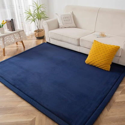 MAXYOYO Black Coral Velvet Area Rug, Thick Japanese Tatami Mat Living Room - Image 2