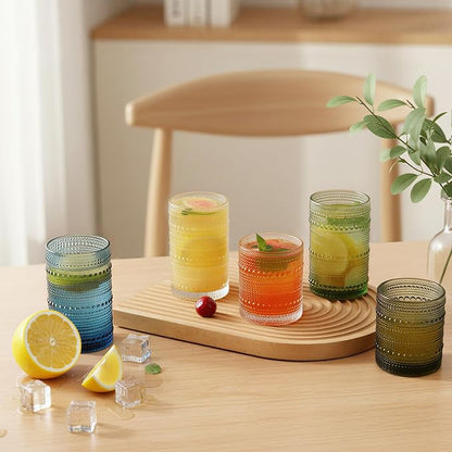 Moretoes12 Pack 12 Oz Green Hobnail Drinking Glasses Set, Water Glass Cups | - Image 7