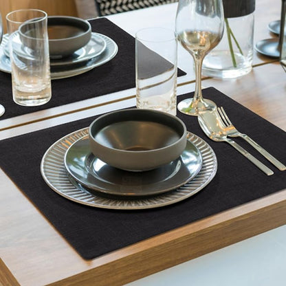 Faux Cotton Linen Placemats Set of 8, Cloth Washable Farmhouse Dining Table Mats - Image 8