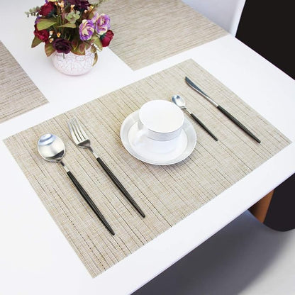 PIGCHCY Deep Beige Placemats Set of 4 Encryption Thickening Weave - Image 4