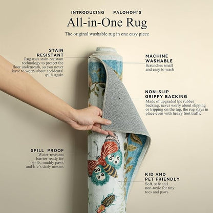 Machine Washable Rug for Living Room: 5x7 Area Rugs Vintage Rug Stain Resistant - Image 4