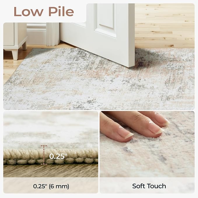 3x5 Area Rug Non-Slip, Machine Washable Soft Low Pile Small Rugs - Image 3