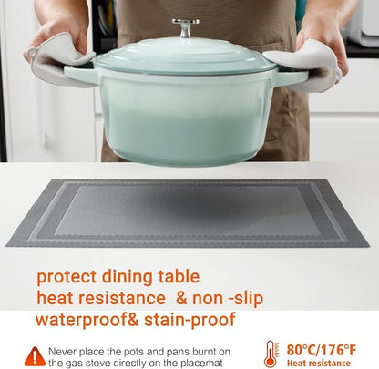 Placemats Set of 12, Vinyl PVC Heat Resistant Washable Placemats Set, Non Slip - Image 4