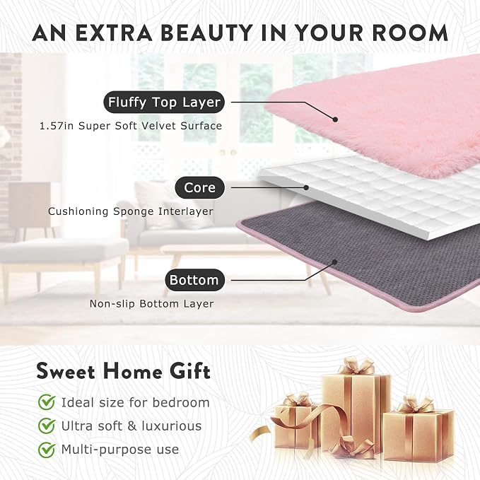 Large Shag Rugs 6 x 9, Soft Fluffy Fuzzy Plush Carpet, Anti-Skid Shaggy Rug - Image 7