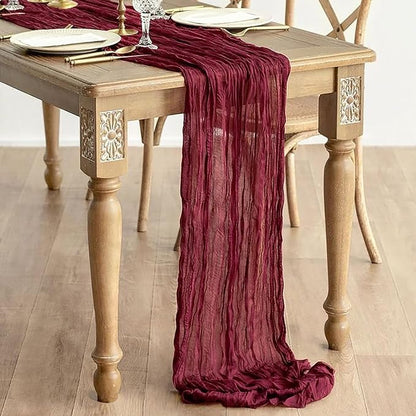 12Pack Wine Red Cheesecloth Table Runner 20x120inch Gauze Table Runners | - Image 2