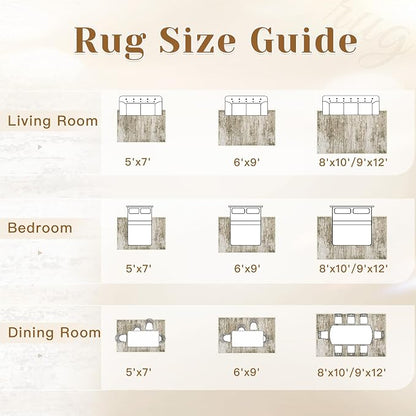 Washable Rug 6x9 Area Rugs for Living Room: Neutral Soft Rug Abstract Non Slip - Image 8