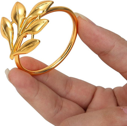 KPOSIYA Set of 200 Leaf Napkin Rings Metal Gold Napkin Holder Table Napkin Rings - Image 5