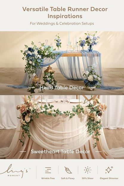 Ling's Moment 14Ft Terracotta Table Runner, Wedding Chiffon Table Runners | - Image 5