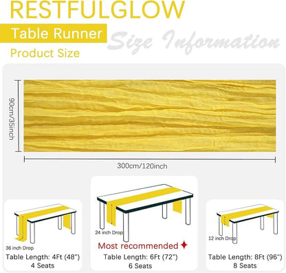 6 Pack Yellow Cheesecloth Table Runner 35 x 120 Inch | Boho Gauze Fabric - Image 3