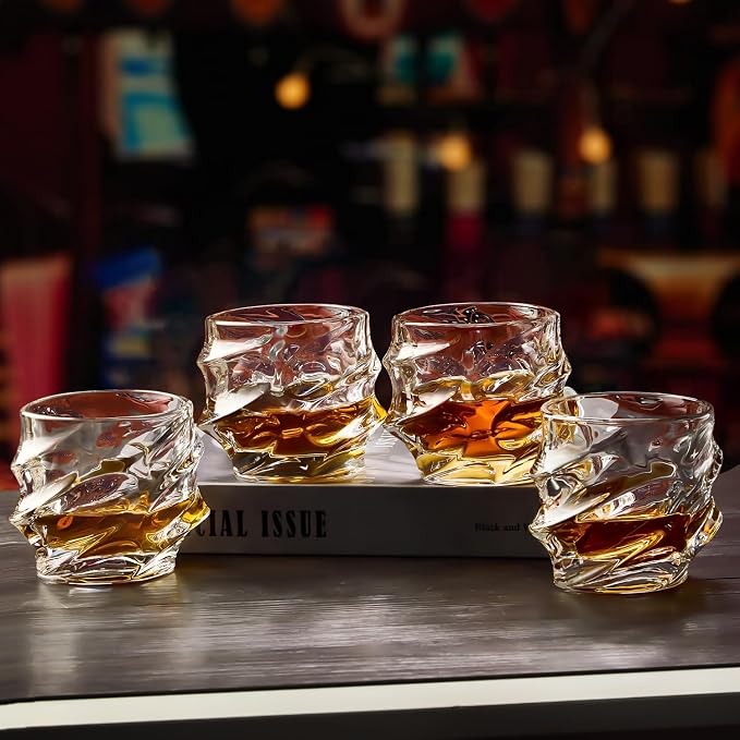 GLASKEY 12 oz Storm Japanese Whiskey Glasses Set of 4, Unique Cognac Glasses - Image 5