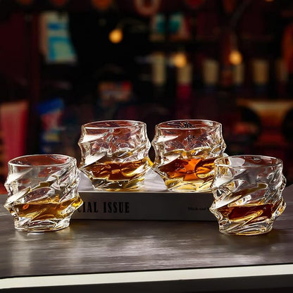 GLASKEY 12 oz Storm Japanese Whiskey Glasses Set of 4, Unique Cognac Glasses - Image 5