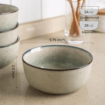 AmorArc Cereal Bowls Set of 6 for Kitchen, 26oz Stoneware Soup Bowls Set for - Image 2
