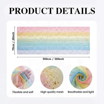 Artoid Mode 3-Pack Gold Gauze Table Runner 120 Inch 10FT, Rainbow Glitter - Image 5