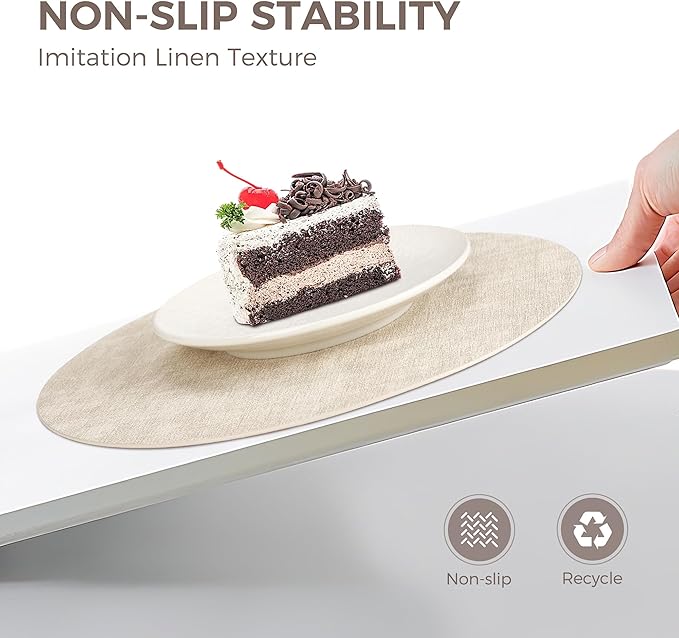 13" Round Placemats Set of 4, Reversible Faux Leather Heat Resistant Table Mats - Image 4