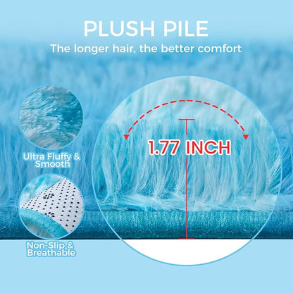 Ultra Soft Rug for Living Room, 4X6 Fluffy Shag Area Rug for Bedroom, Modern - Image 3