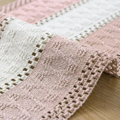 Artoid Mode Pink Farmhouse Woven Table Runner 12x60 Inch | Seasonal Holiday - Image 6