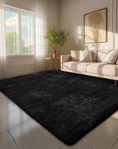 Ophanie 6x9 Black Rugs for Living Room, Large Fluffy Shag Fuzzy Plush Soft Area by Ophanie