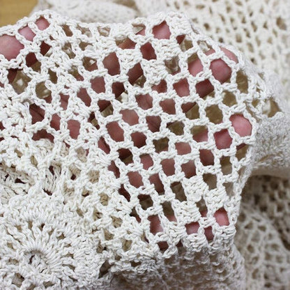 Cotton Handmade Crochet Lace Oval Table Runner Beige 12x60 Inch - Image 4