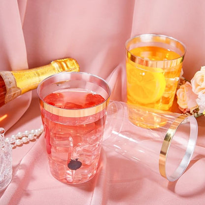I00000 50 Pack 12 oz Gold Plastic Cups, Disposable Plastic Wine Glasses - Image 5