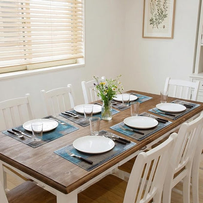Emvency Farmhouse Placemats Set of 6, 12x18 Inch, Coastal Teal Blue | Farmhouse - Image 5