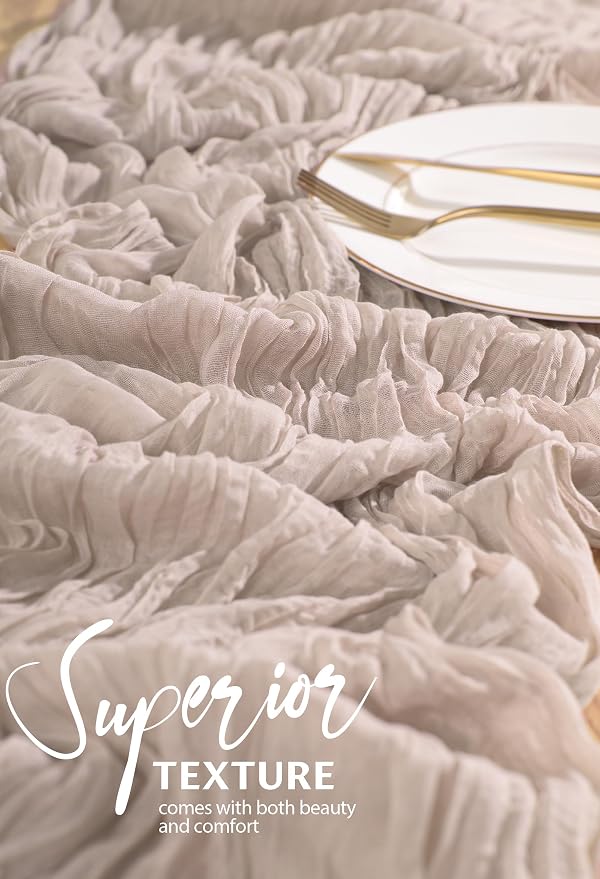 4 Pack Cheesecloth Table Runner 10FT Rosy Brown Table Runner Boho Gauze Cheese - Image 4