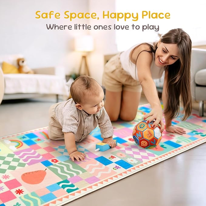 2x6 Pink Runner Rug for Girls Bedroom, Kids Hallway Washable Rug, Soft Non-Slip - Image 5