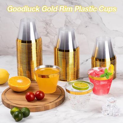 Goodluck 100PCS 9oz Gold Plastic Cups - Image 6