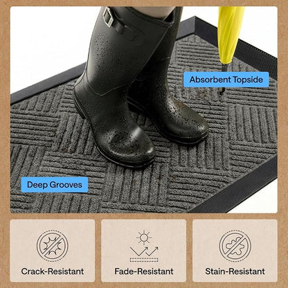 GORILLA GRIP 100% Waterproof All-Season WeatherMAX Doormat 35x23, US Designed - Image 5