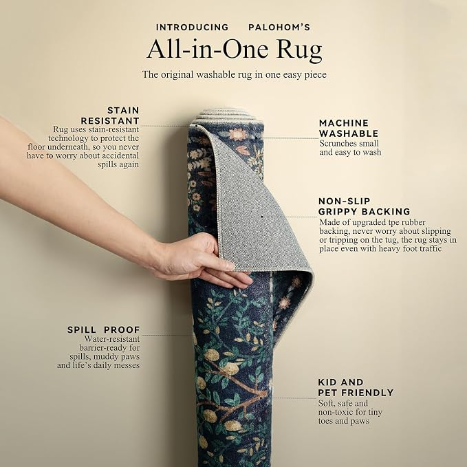 9x12 Area Rugs for Living Room: Washable Bedroom Rug Vintage Area Rug Stain - Image 5