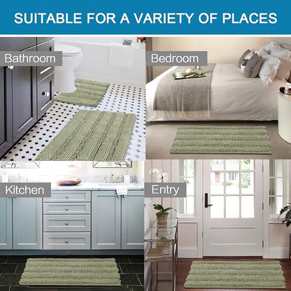 H.VERSAILTEX Bathroom Rug Sets 2 Piece Bath Mats Non Slip Thick Soft Chenille - Image 6