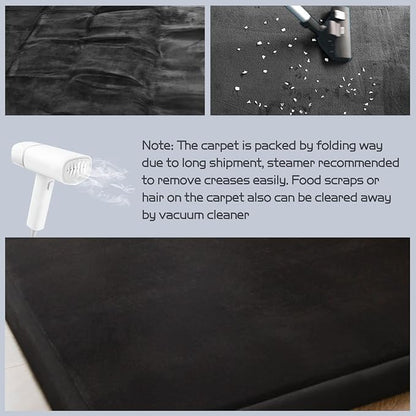 MAXYOYO Black Coral Velvet Area Rug, Thick Japanese Tatami Mat Living Room - Image 4