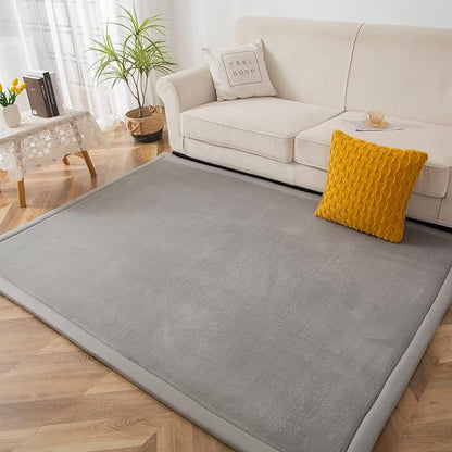 MAXYOYO Black Coral Velvet Area Rug, Thick Japanese Tatami Mat Living Room - Image 2