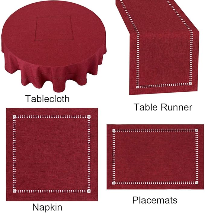 Grelucgo Small Hort Handmade Hemstitched Polyester Rectangle Table Runners - Image 7
