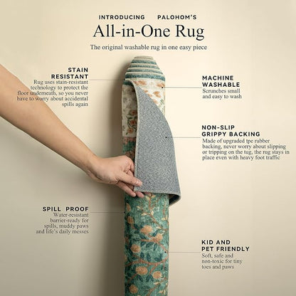 Machine Washable Rugs for Living Room: 5x7 Bedroom Rug Vintage Rug Stain - Image 4