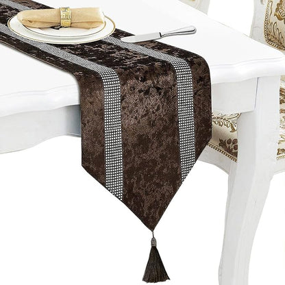 Fancy Brown Table Runner, Ombre Velvet, Modern Style by Jiino
