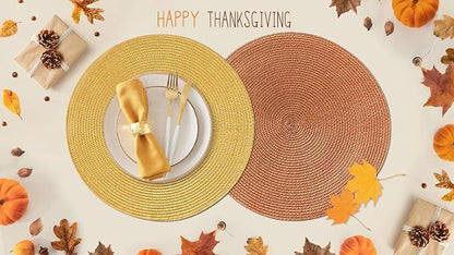 FunWheat Round Braided Placemats Set of 6 Table Mats - Image 5