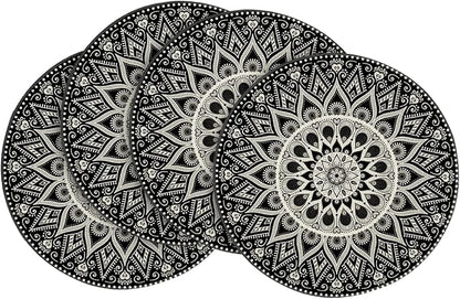 Artoid Mode Black Mandala Round Placemats Set of 4, 14 Inch Seasonal Spring by ArtoidMode