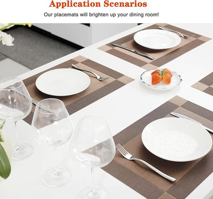 Placemats Set of 6, Vinyl PVC Heat Resistant Washable Placemats Set, Non Slip - Image 2