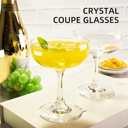 Champagne Glasses Set of 12-7oz Elegant Coupe Glasses, Crystal Cocktail Glasses - Image 3