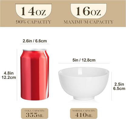 MALACASA Small White Ceramic Bowls Set of 8, 14 OZ Compact Dessert Bowls Rice - Image 2
